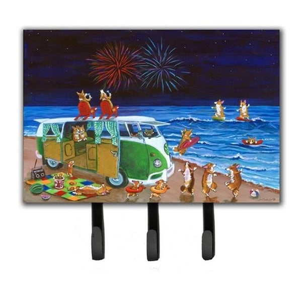 Carolines Treasures Carolines Treasures 7317TH68 Corgi Beach Party Volkswagon Bus Fireworks Leash & Key Holder 7317TH68 - main